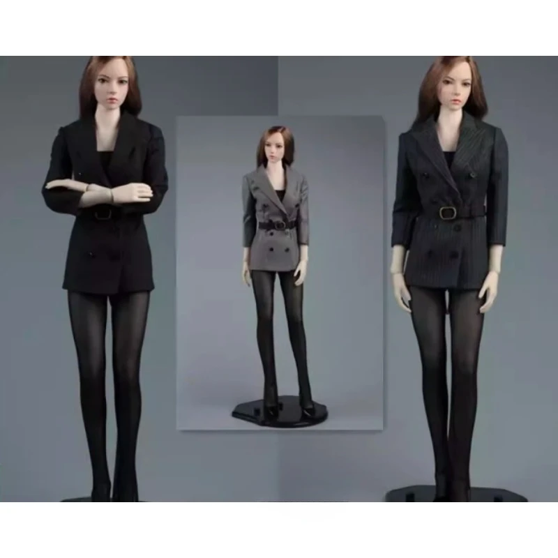 A015 1/6 Scale CJG-W022 Female Soldier Clothes Bodysuit Set Tailored Long Coat Belt Suit Set for 12