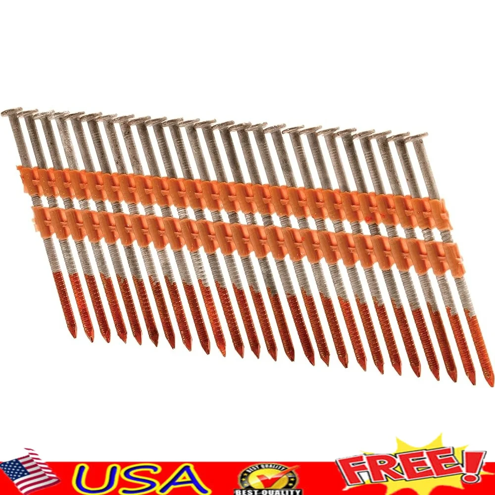 

3 Inch Framing Nails 0.120 Diameter 21 Degree Full Round Head Ring Shank Hot Dipped Galvanized 1000 Count Compatible with NR83A5