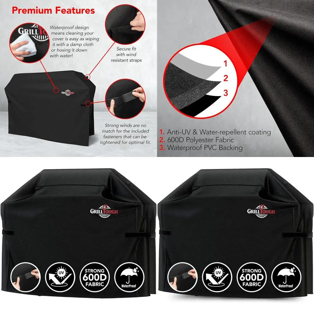 

60 Inch Heavy-Duty Outdoor BBQ Grill Cover - Waterproof, Weatherproof, UV & Fade Resistant with Adjustable Straps