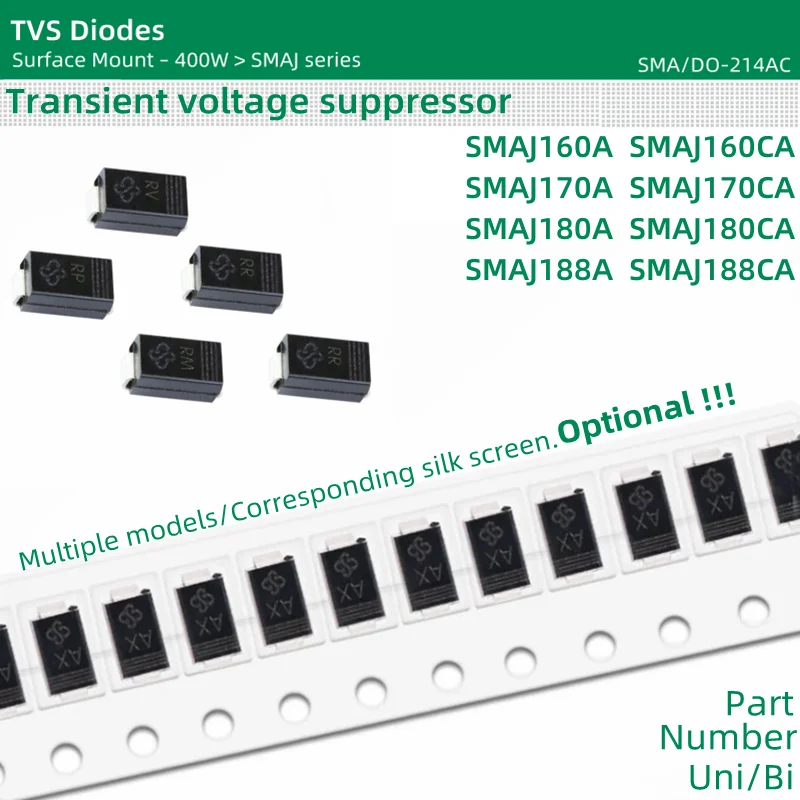 SMAJ160A SMAJ160CA SMAJ170A SMAJ170CA SMAJ180A SMAJ180CA SMAJ188A SMAJ188CA  SMAJ series 50pcs/lot TVS Diodes SMA package 400W