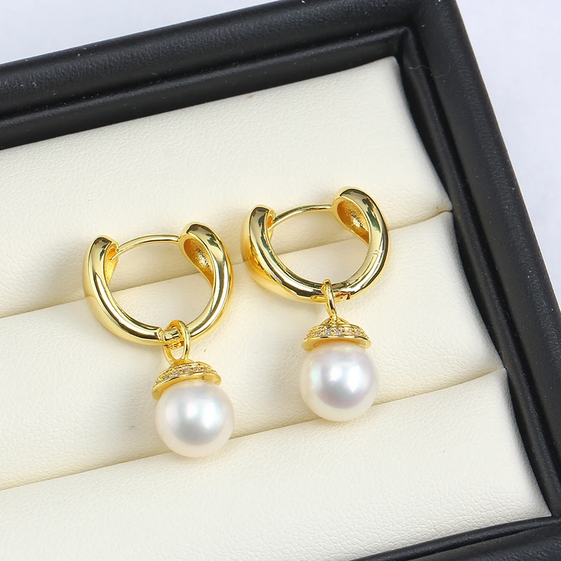 E065 Gold Plated Copper Pearl Stud Earrings Findings Jewelry Making DIY Jewelry Accessories
