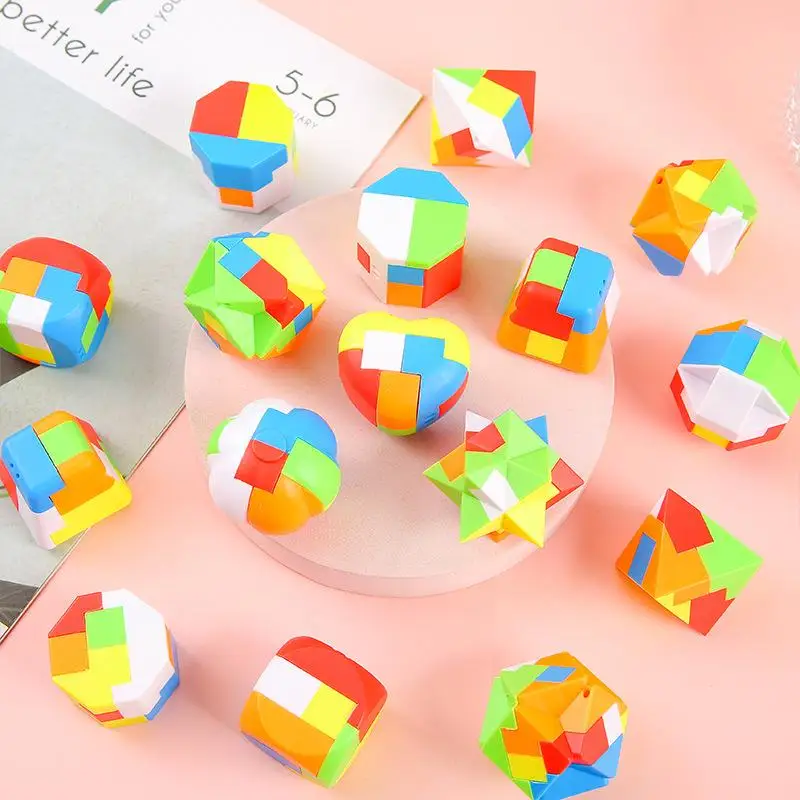 12Pcs Brain Teaser Game 3D Puzzle Luban Lock Keychain Magic Mini Cube Children Educational Toys For Kids Adult Antistress