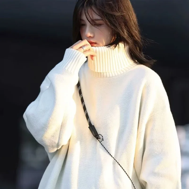 P25 네트워크 이미지 003 사슴 플러시 하이넥 솔리드 컬러 스웨터 블랙 화이트 그레이 M-3XL