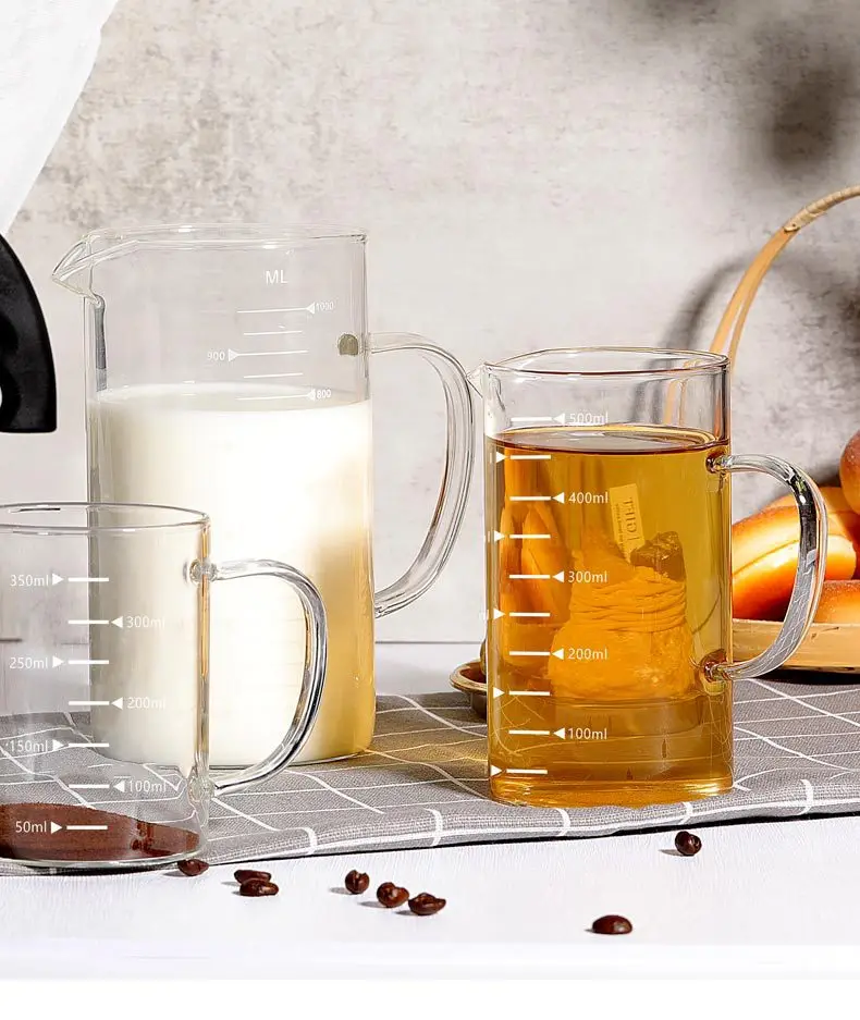 Measuring Cup With Scale Heat-Resistant Household Glass Cup Measuring Cup High Borosilicate Clear Scale Cup Kitchen 350/500ml