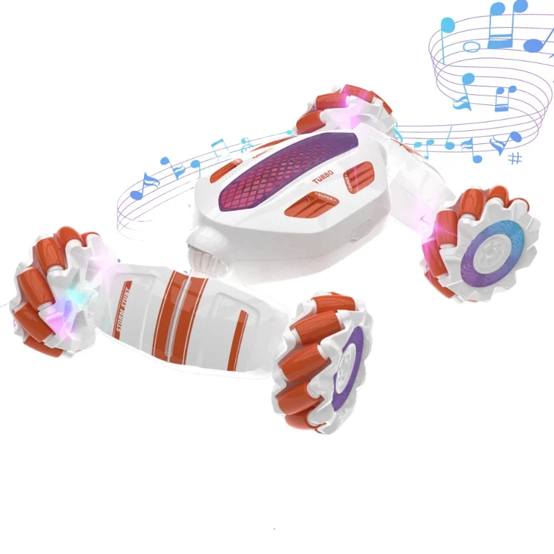 Voiture de cascade RC avec lumières musicales pour enfants, double télécommande, rotation à 360 °, résistante à la dérive, hors route, jouet pour garçons et filles, cadeau