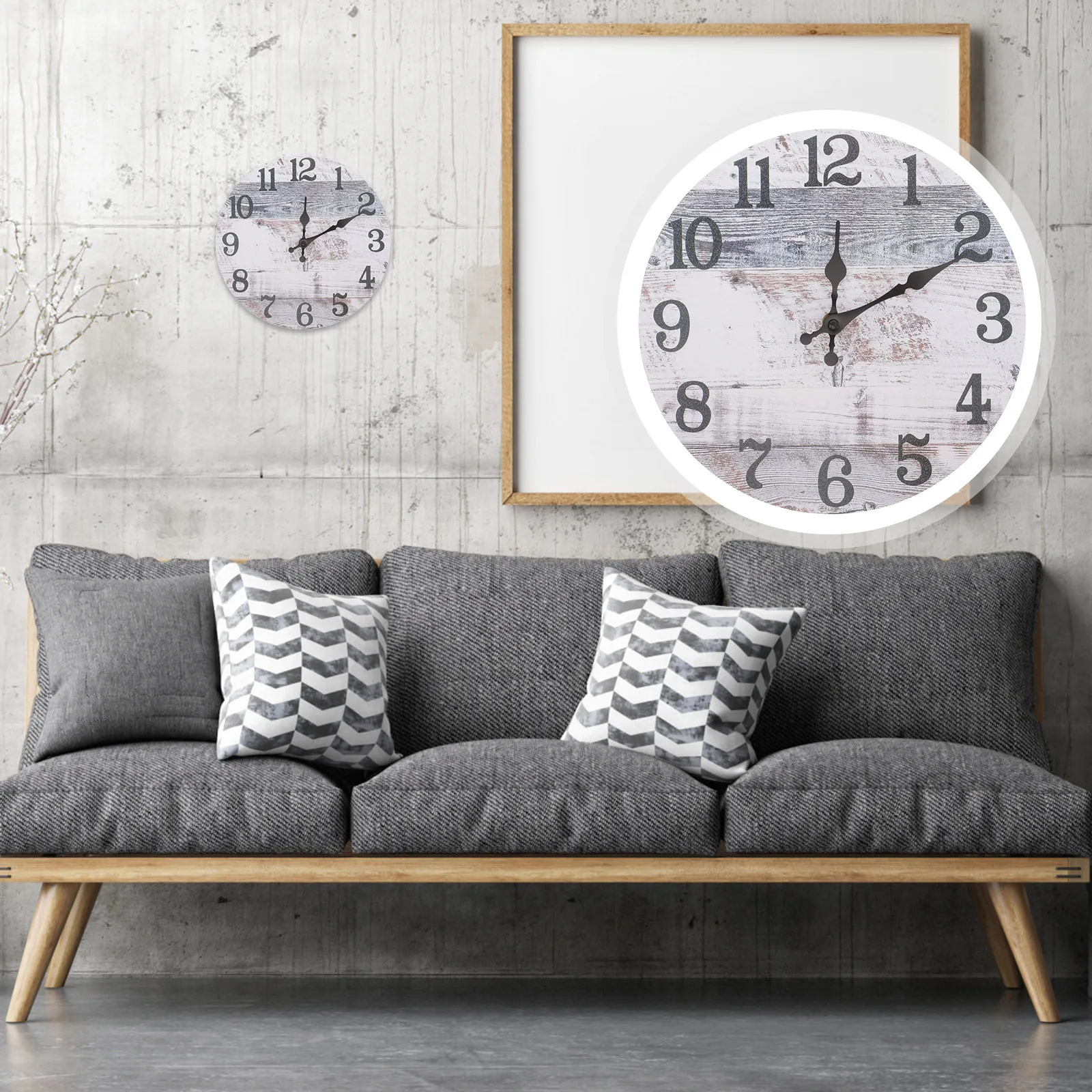 

Round Wooden Wall Clock Quiet Non-Ticking Movement Decorative Home Living Room Bedroom Cafe Bar Hotel Rustic Vintage Hanging