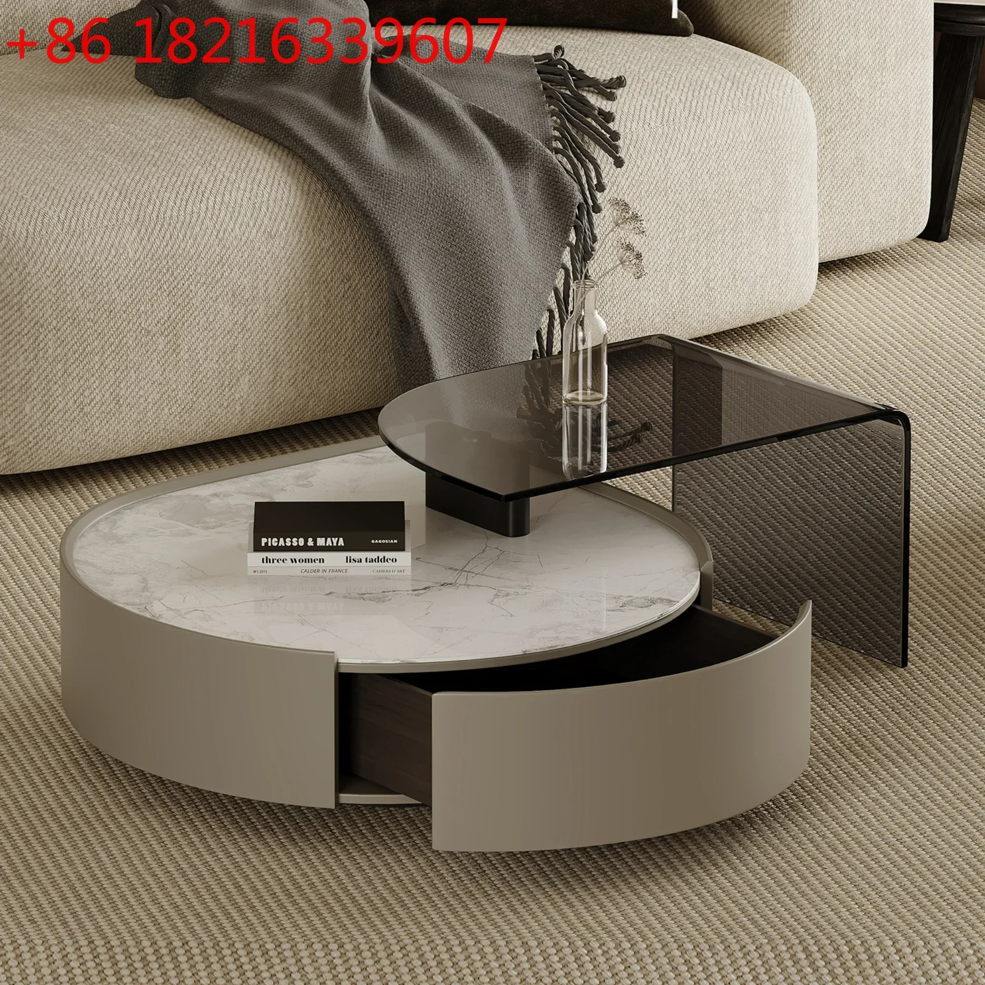 TAO Living Room Home Special-Shaped High-Grade Light Luxury Modern Retractable Tea Table