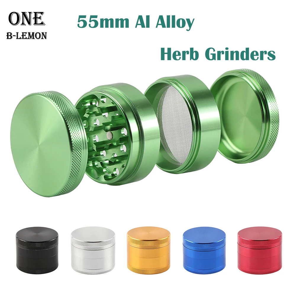 

8Pcs, 55mm Al Alloy, Herb Grinders, Spice Mills 4-layers, Herb-medicine Crusher, Smoking Accessories for Smoker Holiday Gifts