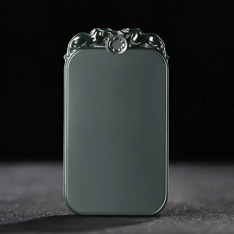 

Fine Jewelry Natural Hetian Nephrite Jade Blue Jade Double sided Carving Tower Blue Peace Brand Pendant Pendant for Men and Wome