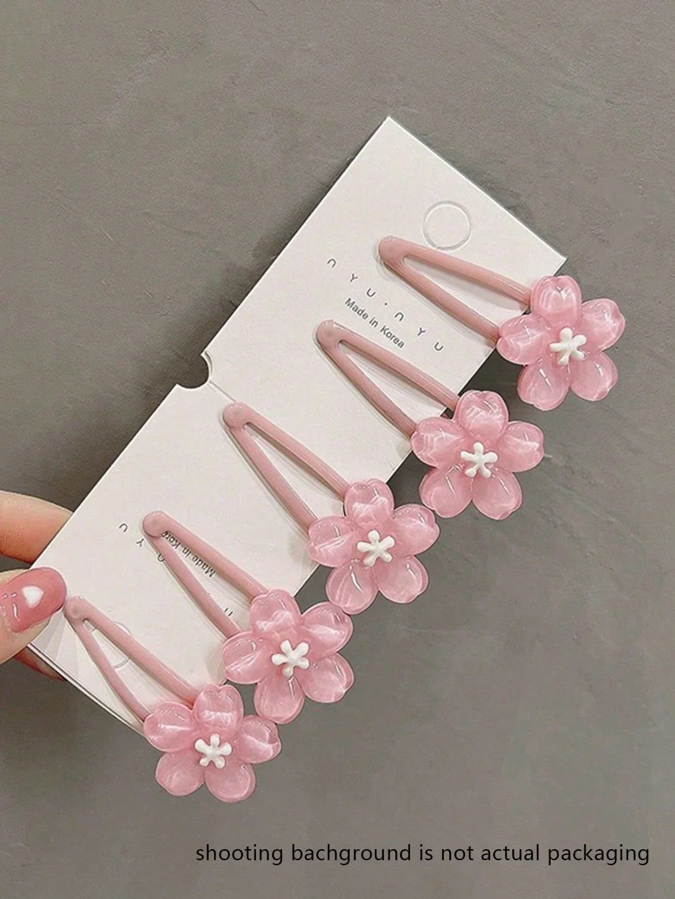 

5pcs Pink Sakura Flower Hair Clips For Women, Ins Style Fringe Barrettes, Adult Hair Accessories