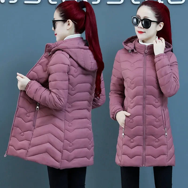 Autumn winter Warm thin quilted jacket Long-sleeved Jacket Parkas new Hooded middle age women cotton-padded tops mother Cotton c