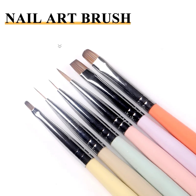 

TSZS New Professional White Colorful Handle Flat Liner Nail Art Brush Liner Gel Painting Nail Brush Manicure Tool