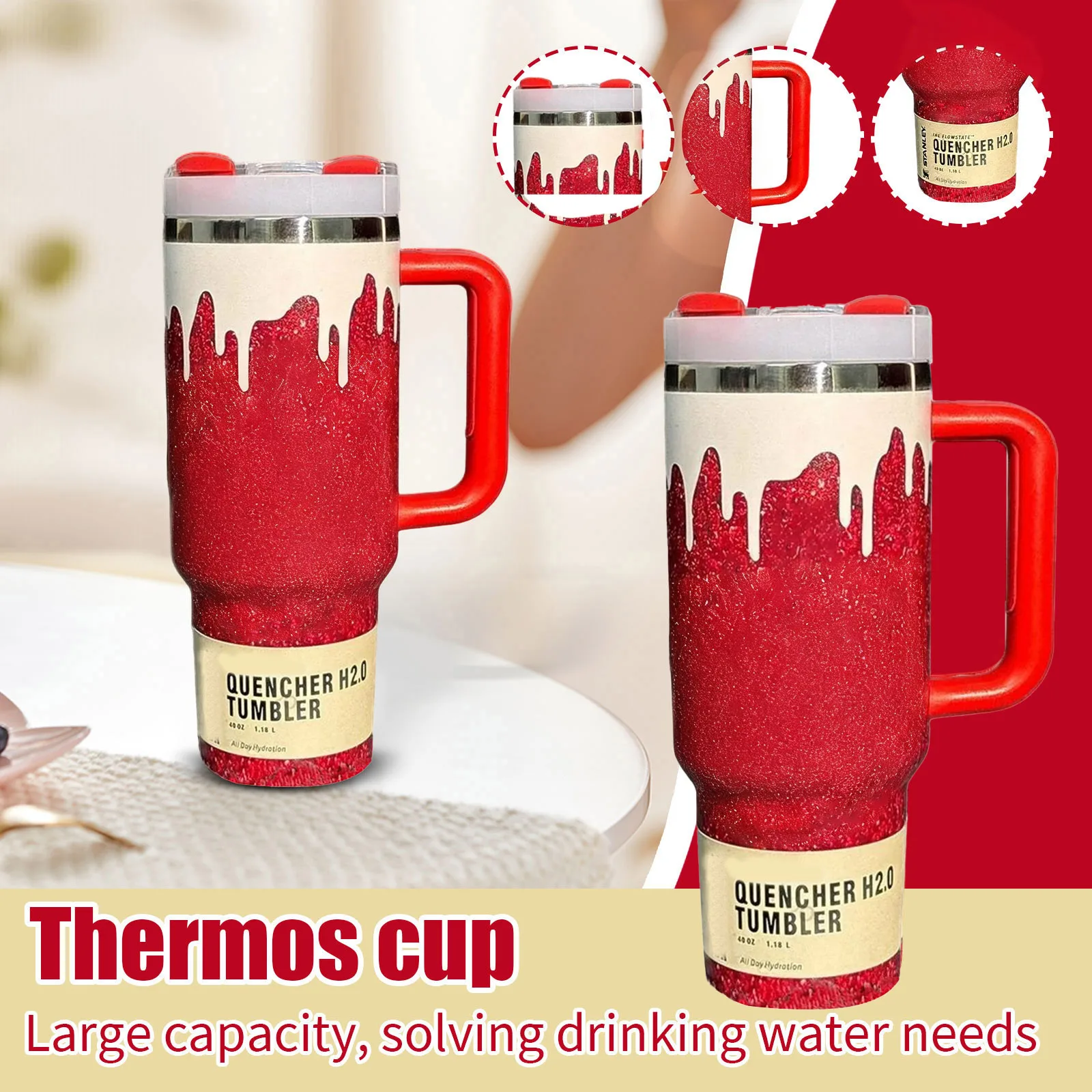 

40 унций портативная изолированная стаканная кружка из нержавеющей стали 304 большой емкости герметичная автомобильная чашка дорожная термокружка