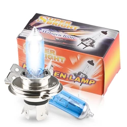 Bombilla halógena de haz Alto y Bajo para faro delantero, lámpara de xenón blanco 6000, H4, 55W, 60W, 6000K, P43T, 9003 K, 12V, FISHBERG