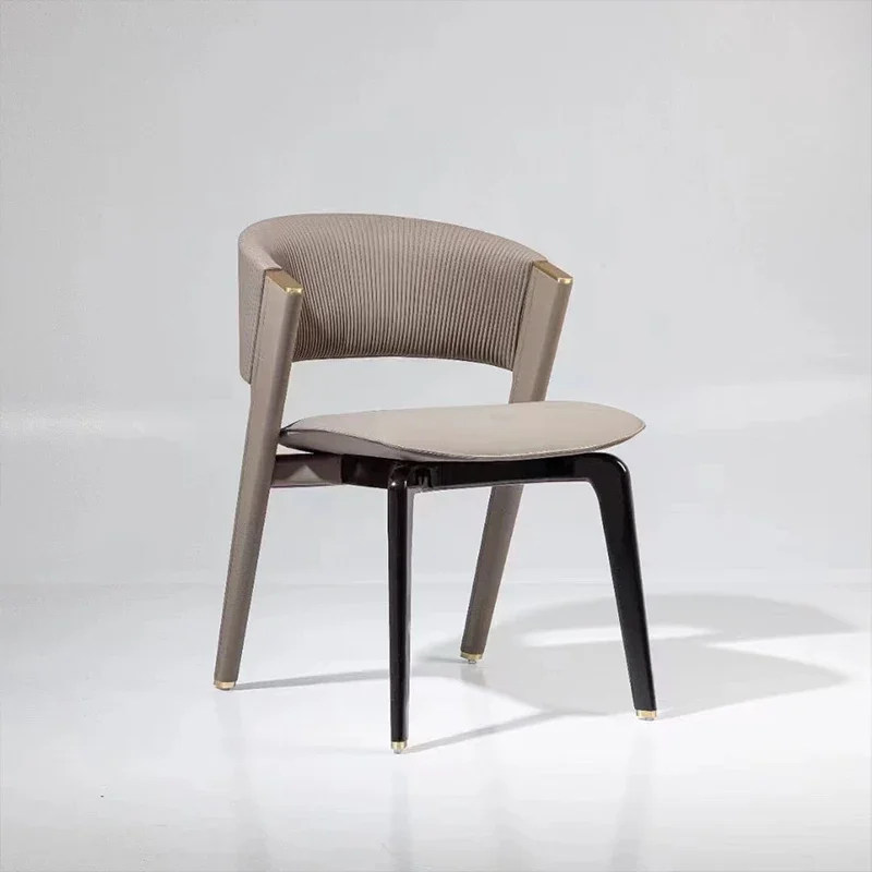 Modern Nordic Commercial Banquet Cafe Restaurant Hotel  Chairs Comfortable Curved Back Metal Frame Beige Dining Chairs