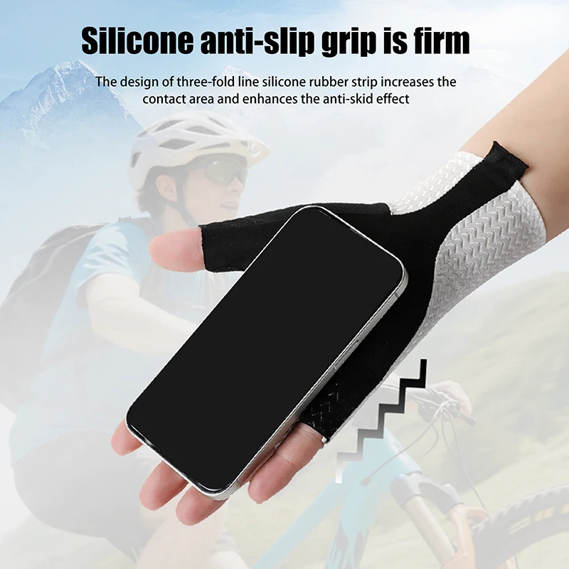 

Summer Breathable Half Finger Cycling Gloves Ultralight Road Bike Gloves Anti-Slip Silicone Pad Cooling Sport Gear