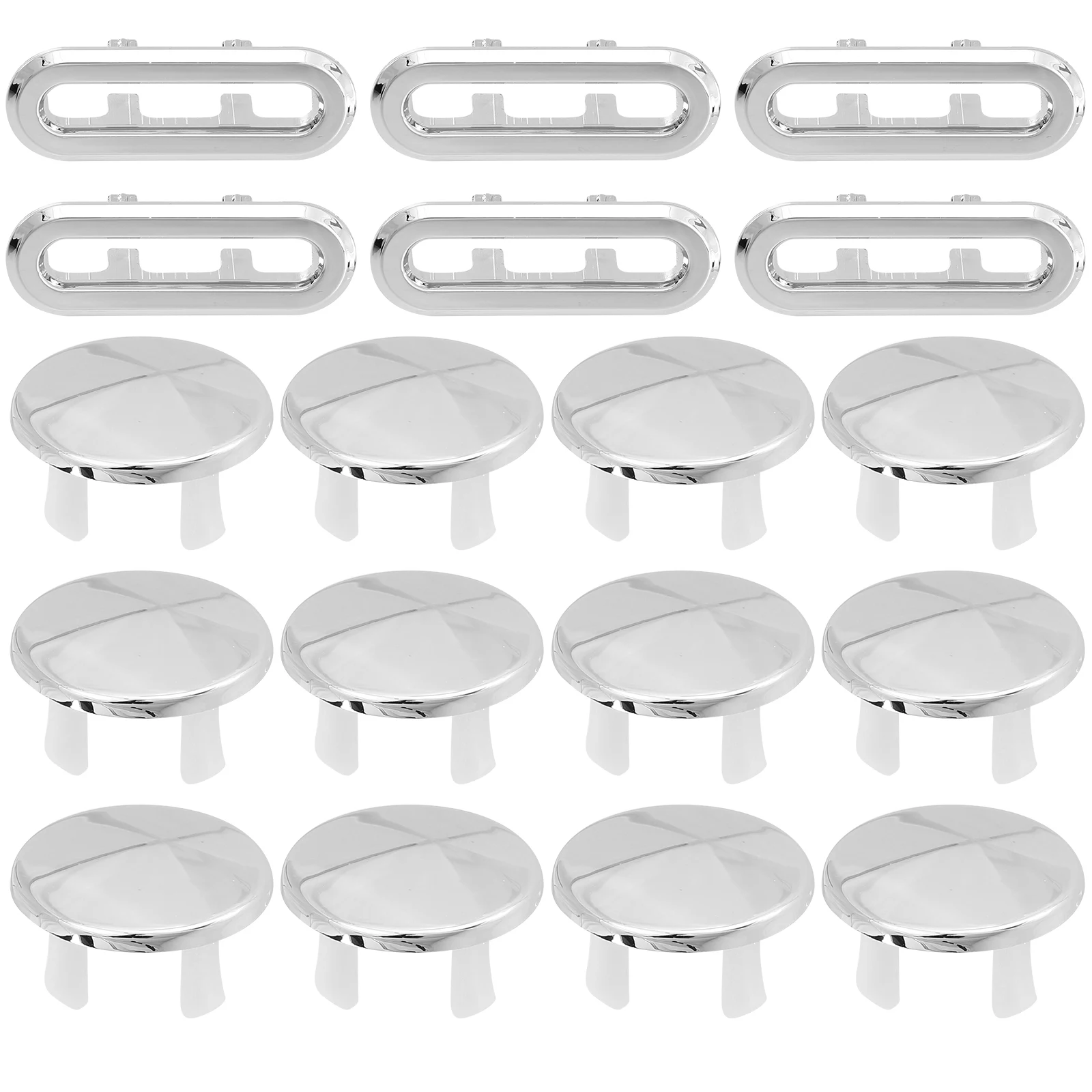 

18pcs Ceramic Basin Overflow Hole Covers Sink Drain Tub Bathroom Wash Ring Silver Plastic Durable Easy Install Long Lasting