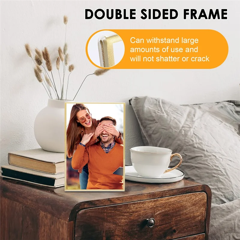 

TFORU-12Pcs Acrylic Sign Holder,Double Sided Gold Photo Frame With Vertical Holder,Wedding Table Number Holder,Menu Holder