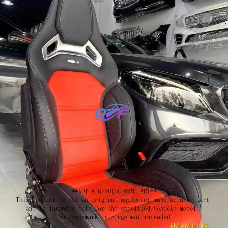 For Mercedes-Benz A45 CLA45 W176 W177 AMG Black Leather Bucket Front Double-row Seats With Heating (Red Stitching)
