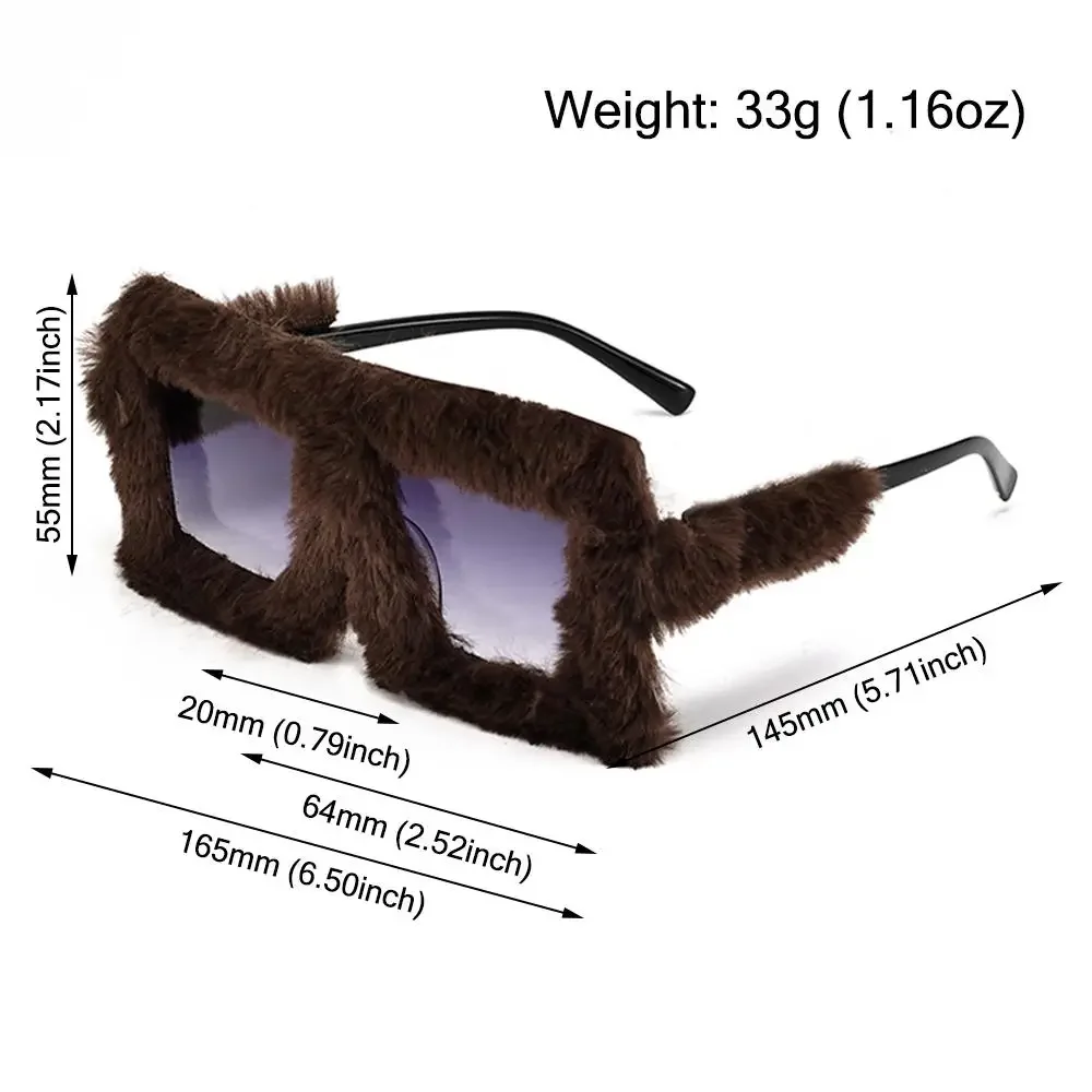 Y2K Oversized Plush Sunglasses Soft Fluffy Style Winter Shades Party Christmas Halloween Cosplay Novelty Glasses for Women Girl