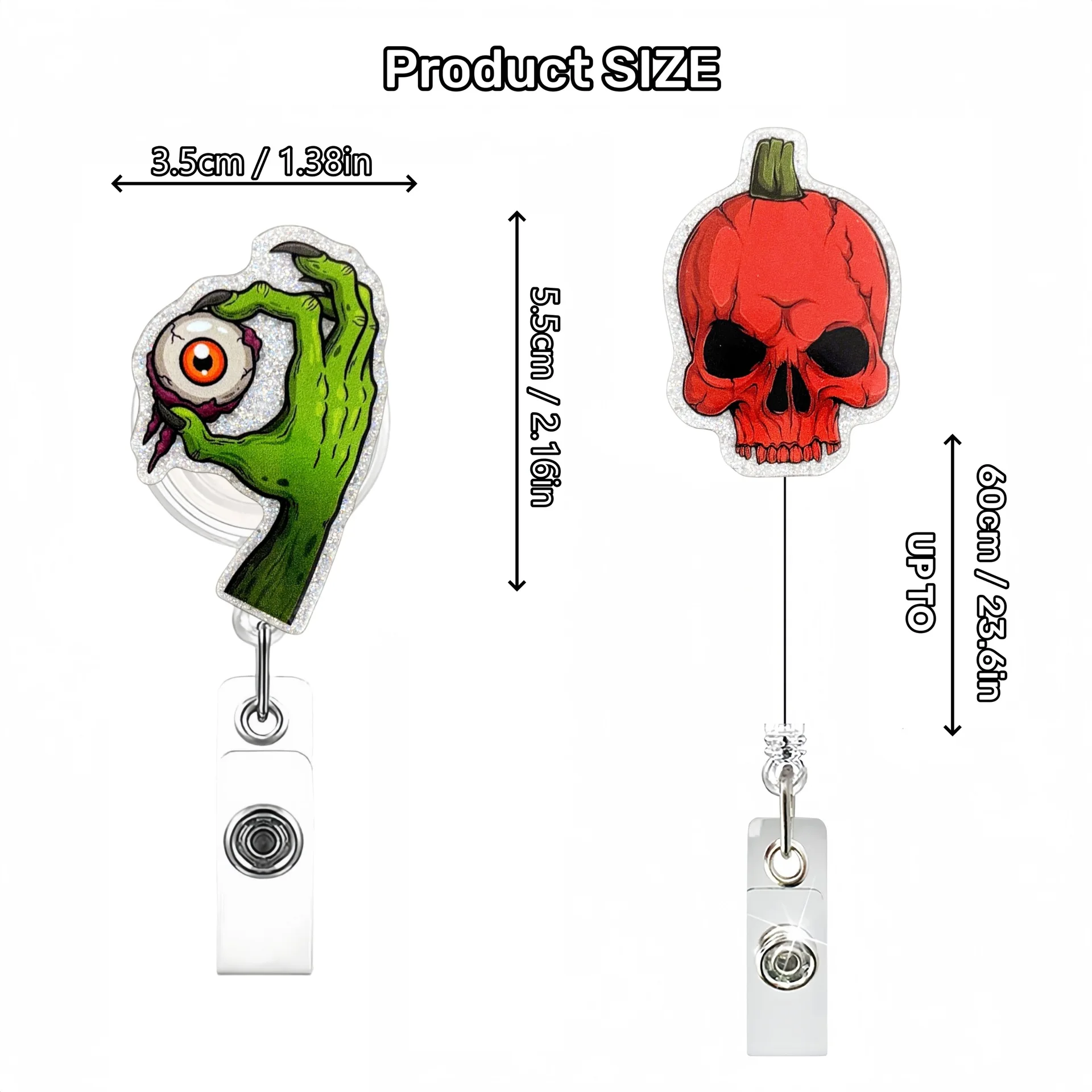 Cute Halloween Ghost Pumpkin Cat Retractable ID Card Holder Students Nurse Badge Reel Keychains Lanyard Gifts for Women
