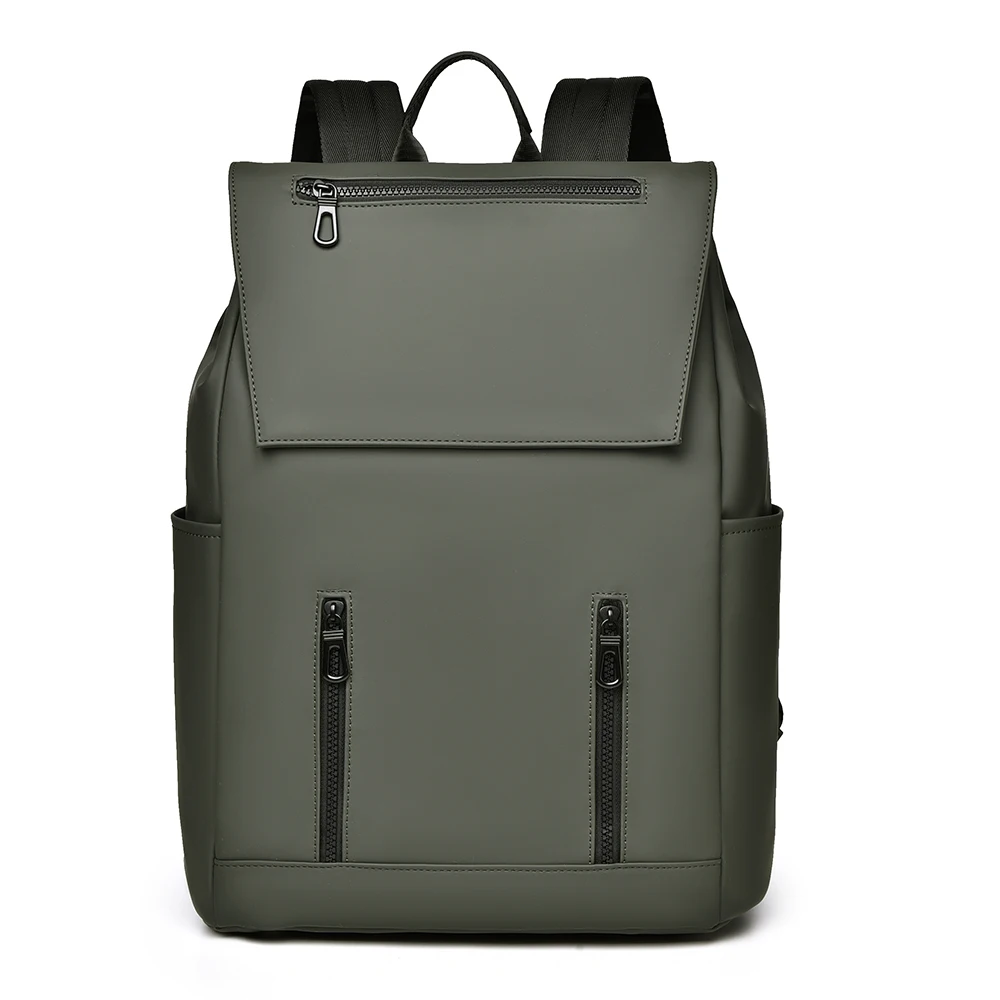 

Olive Green Men's Utility Backpack with Multiple Zippers, Perfect for Commuting and Travel, Spacious & Durable