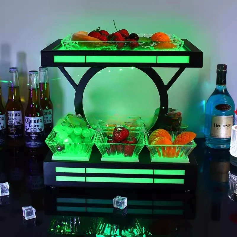 #Bar KTV Luminous Fruit Platter LED Creative Two-layer Fruit Platter Night Clearing Bar Snack Dish Fruit Platter