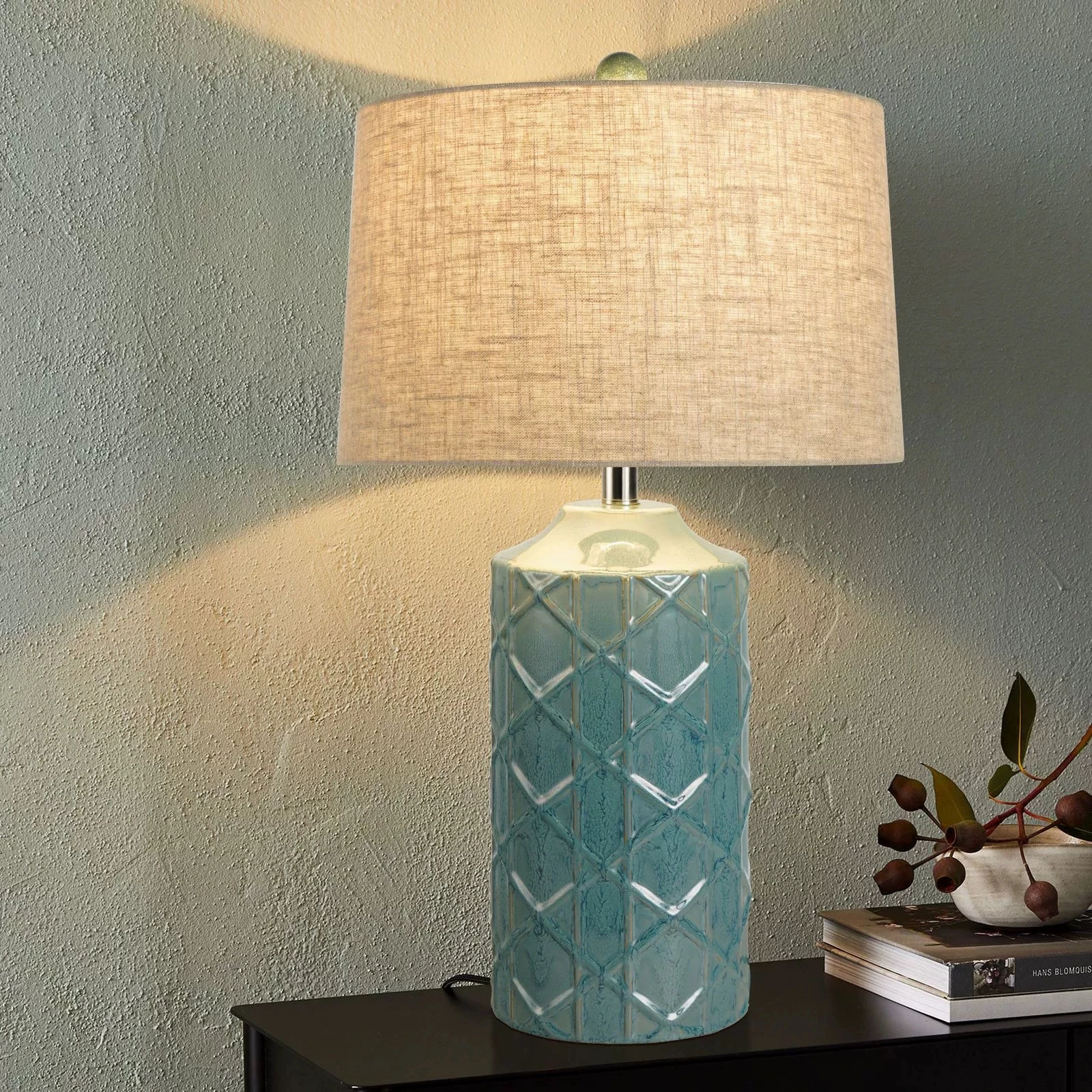 

American retro desk lamp, bedroom, living room, ceramic bedside lamp