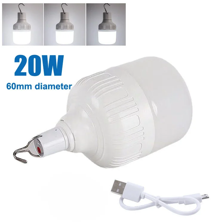 20W/80W Portable Hanging Usb Light Bulbs LED Night Light USB Rechargeable Camping Lamp for Room Home Portable Emergency Lighting