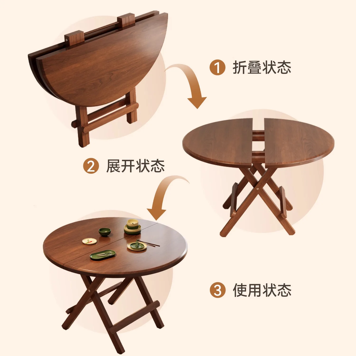 Household Simple Foldable Dining Table Outdoor Portable Stall Round Table Simple Small Apartment Rental Dining Table