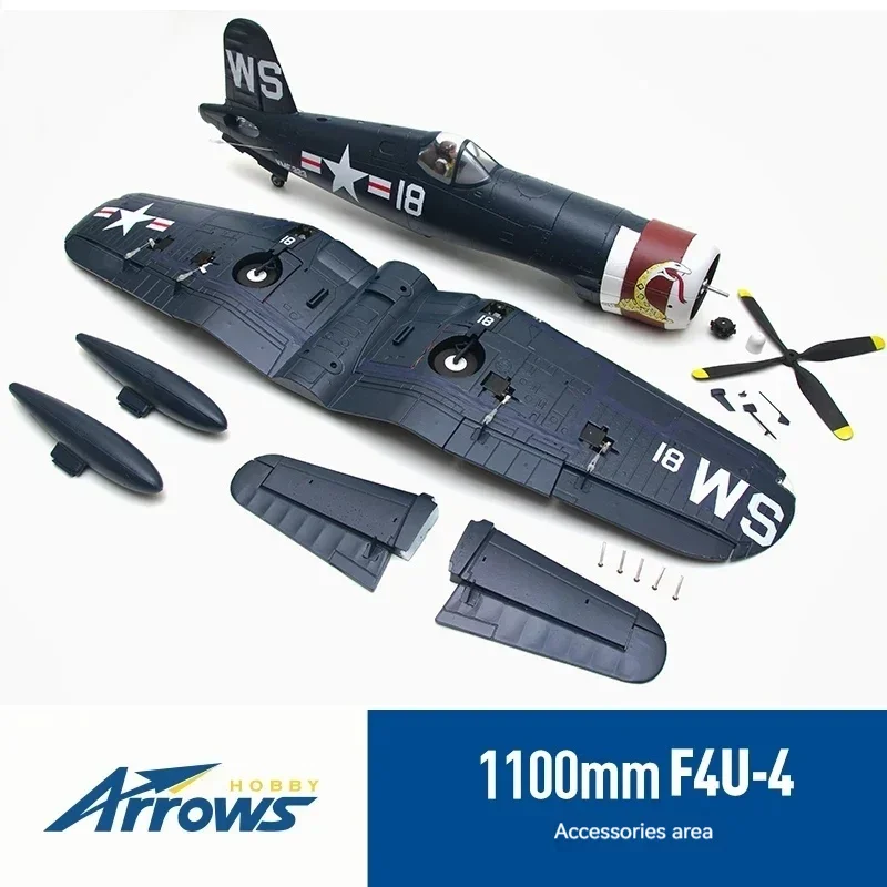 1.1m F4u-4 Pirate World War II Fighter Model zdalnego sterowania Obraz Prawdziwe stałe skrzydło Samolot Specjalne akcesoria Małe komponenty