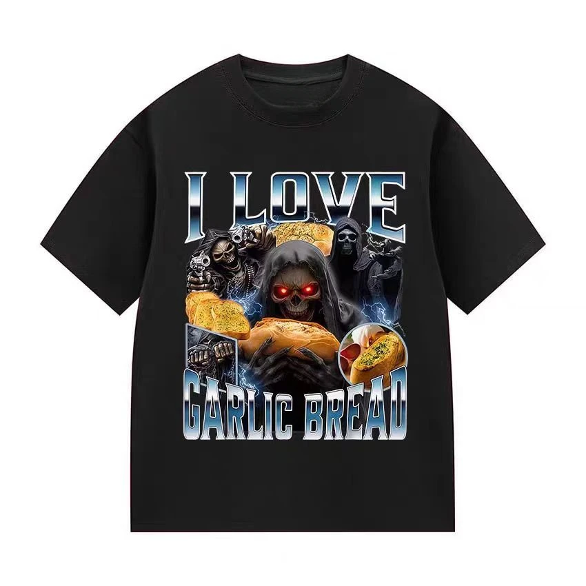 

I Like Garlic-flavored Bread Fun and Funny Printed Summer Fashion Short-sleeved T-shirts for Men and Women