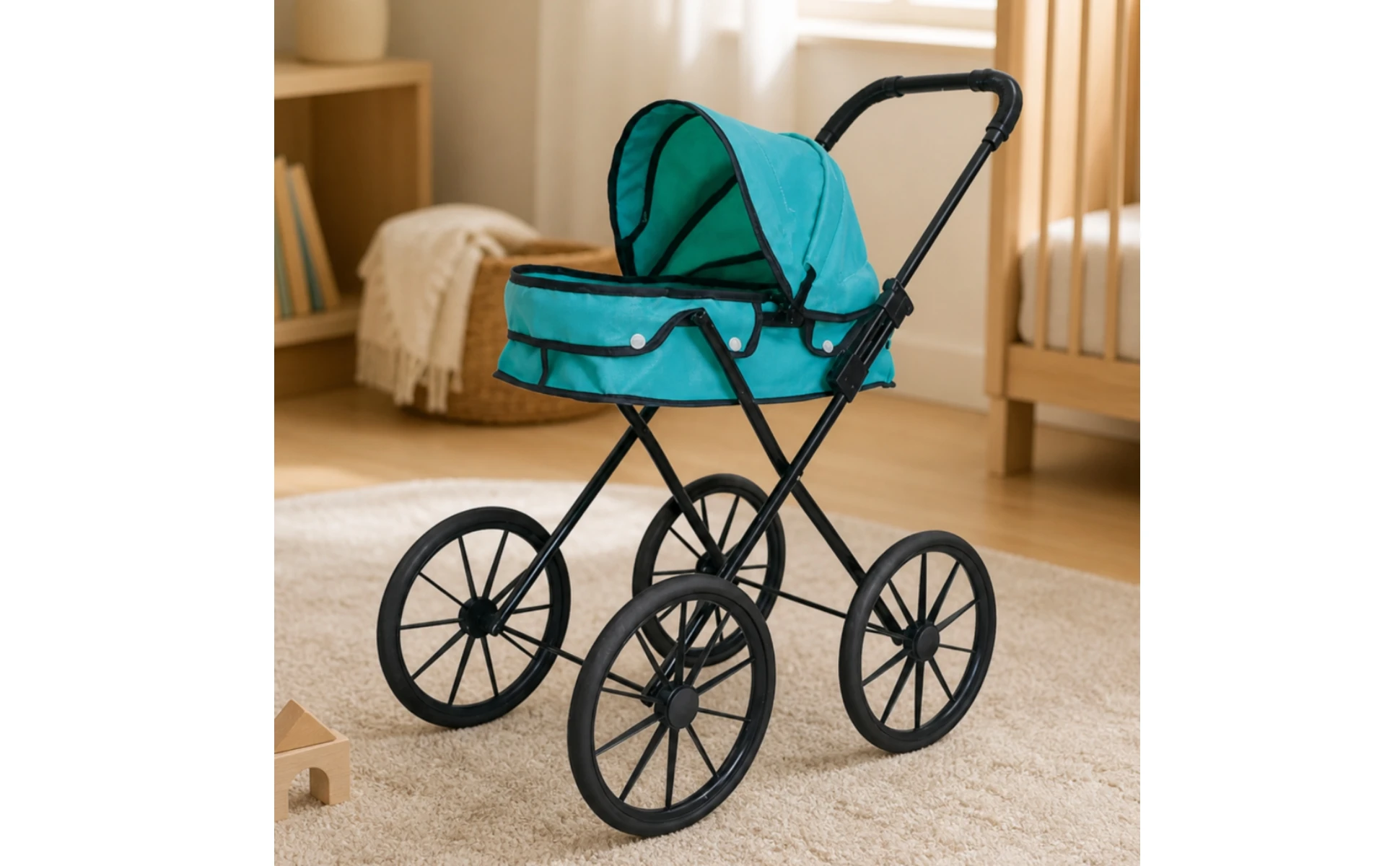 Pretend-Play Doll Stroller Long-Lasting Foldable Doll Stroller with Canopy Portable Easy to Clean for Children Ages 4-6