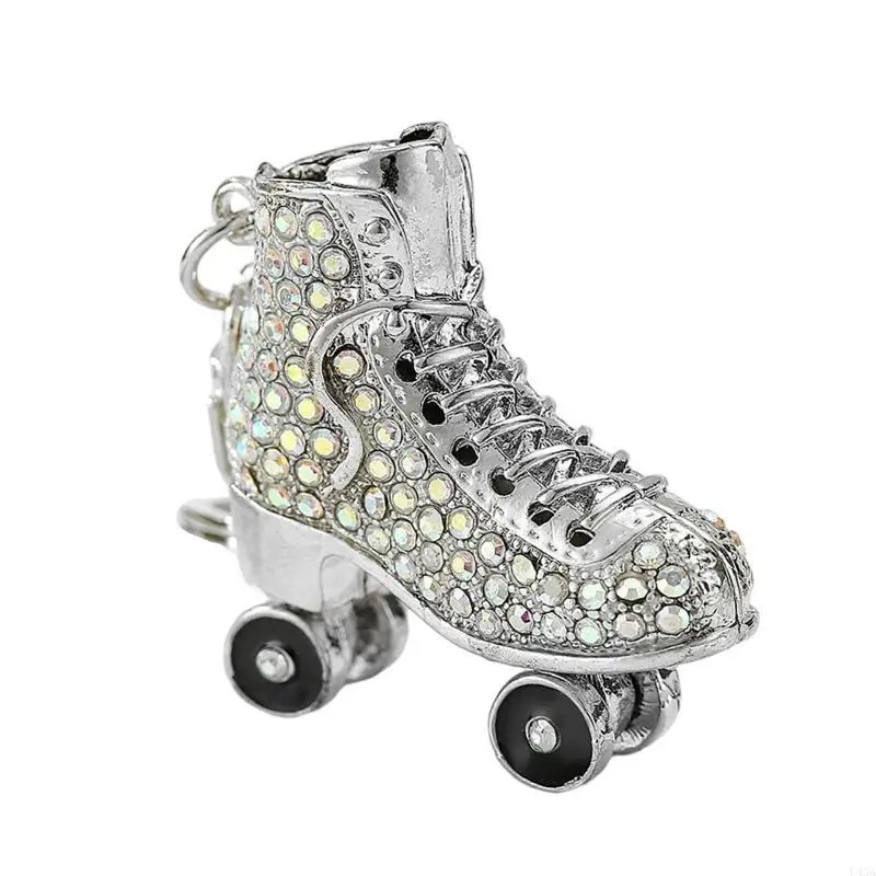 L43A Ice Skates Keychain Sparkling Crystal for Rhinestone Keyrings Car Bag Pendant Purse Handbag Charm for Women Girls