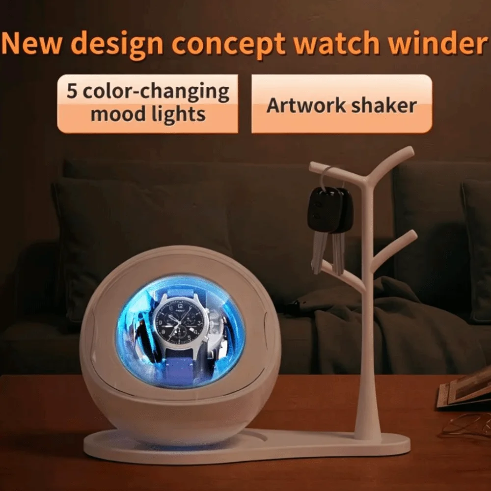 Dual-use for Charging and Plugging Watch Winder 5 Color Changing Ambient Lights Silent Motor Automatic Watch Winder Ultra Quiet
