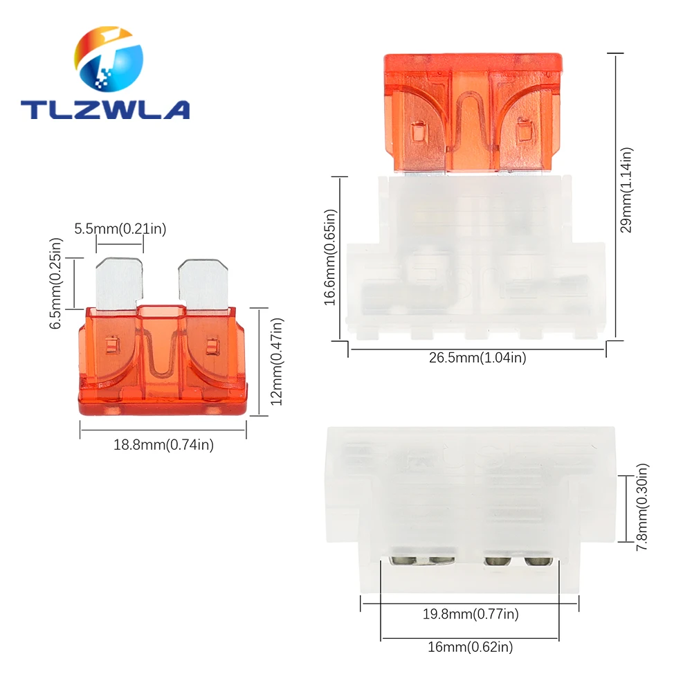 Portafusibles medio estándar para coche, accesorio ATC de 5 piezas, 1A, 2A, 3A, 4A, 5A, 7,5a, 10A, 15A, 20A, 25A, 30A, 35A, 40A