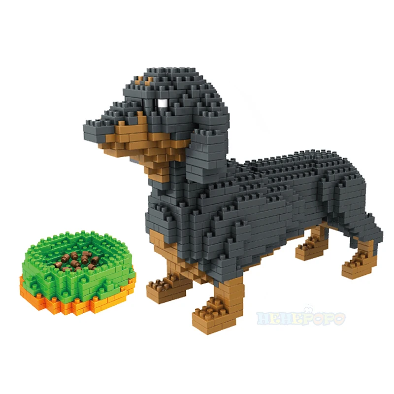 Cartoon Animal World Dachshund Building Blocks Set Cute Pet Dog 3D Model DIY Mini Diamond Bricks Children\'s Education Toys