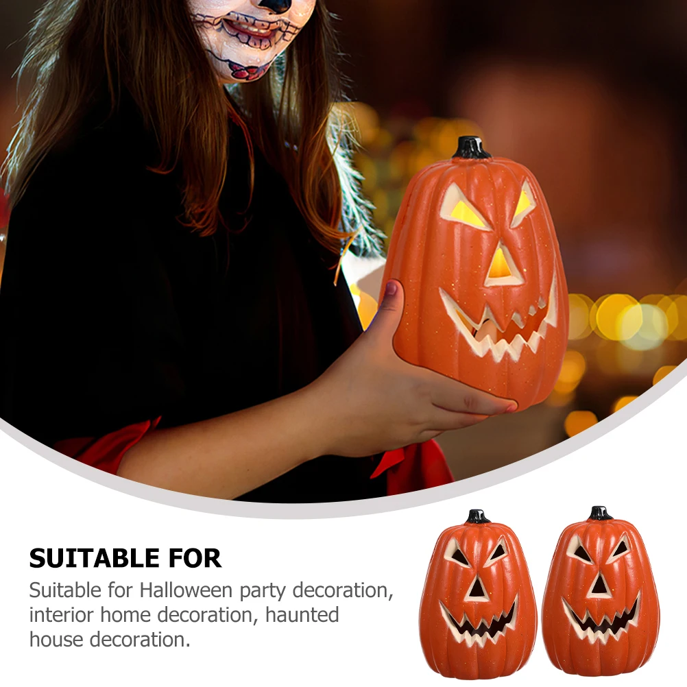 

2 Pcs Pumpkin Lantern Skull Decorative Lamp Glowing Halloween Party Favor Led Light Prop Home Decoration Indoor Outdoor Festive