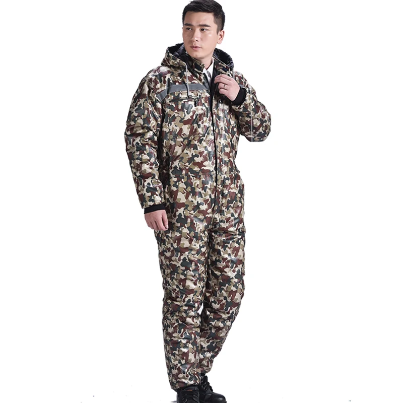 One-piece Work Suit Men\'s Cold-proof Clothing Dust-proof and Anti-fouling Winter Outdoor Fishing Cotton Clothing 방한복