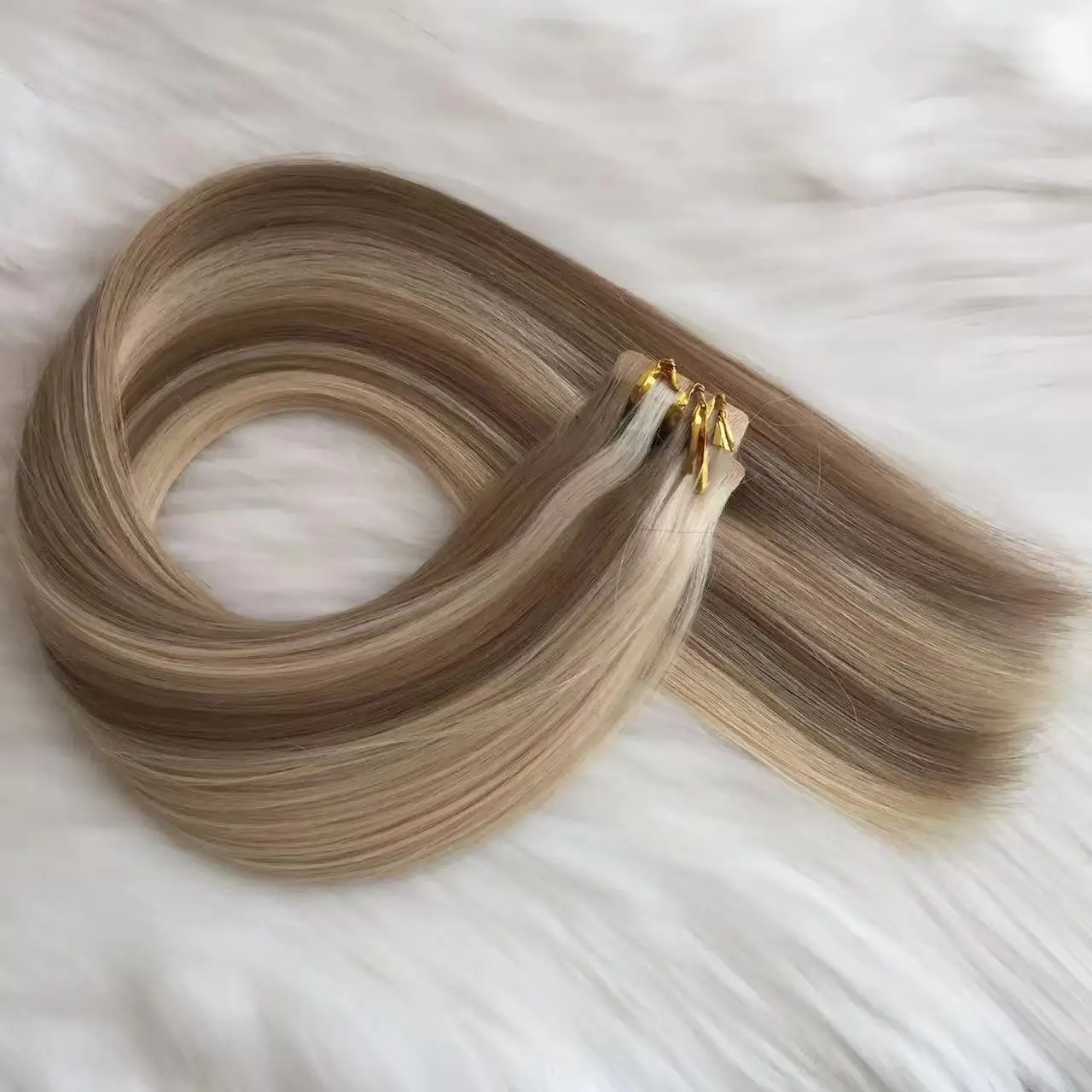 Tape in Hair Extensions Invisible PU Straight Piano Color Ombre Wigs 100% Real Human Hair for Salon Use 30 inch