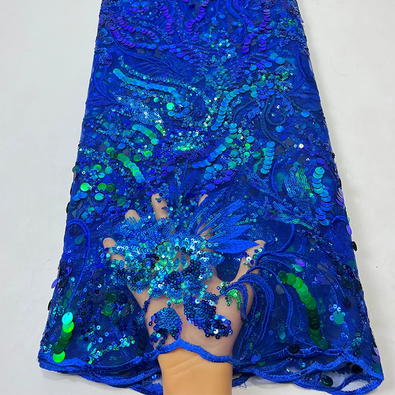 نسيج شبكي فرنسي عالي الجودة، فستان قماش مطرز بالترتر على شكل ذيل فينيكس أفريقي عصري ورائع