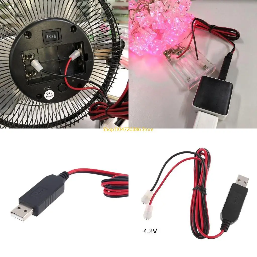

K0EA USB to 4.2V Clip Power Supply Cable for Fan Speaker LED Flashlight Power Supply Acceessories Replacement