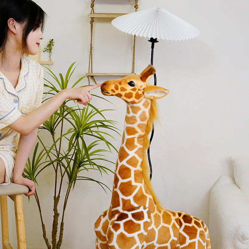 140CM enormi Giraffe peluche bella vita reale giraffa bambole farcito morbido animale simulazione giocattolo regali per bambini Decor camera dei bambini