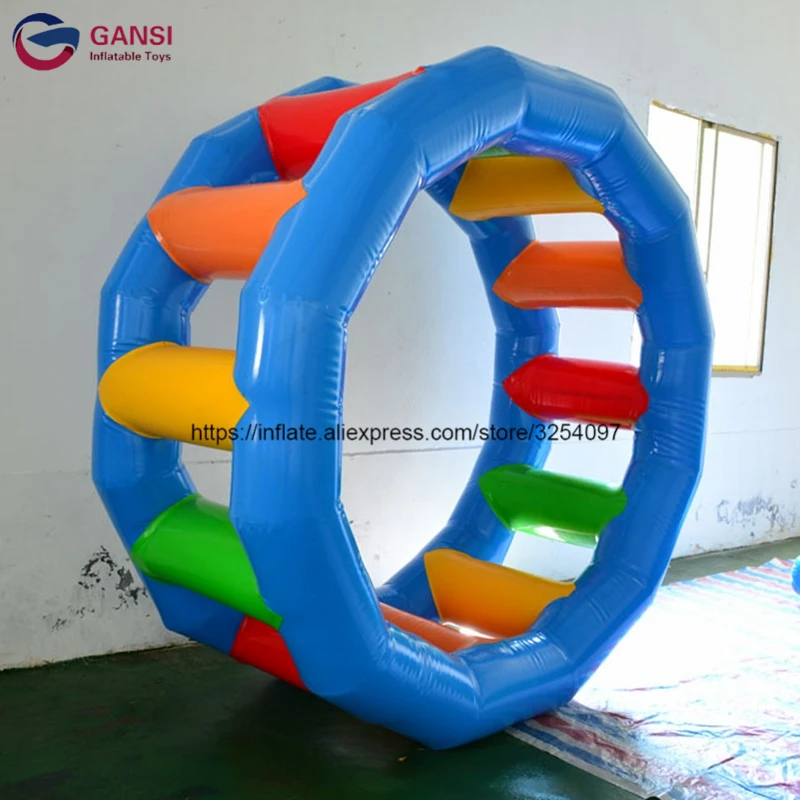 Portable 0.9Mm Pvc Inflatable Water Play Roller Wheel ,Water Park Games Rental Inflatable Water Treadmill