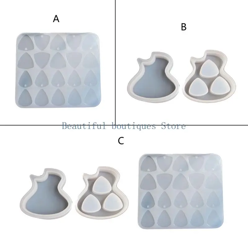 U4LF Triangular Plectrum Guitar Pick Resin Molds Guitar for Case Silicone Casting Mold for Resin Casting 3D Epoxy Resin Mol
