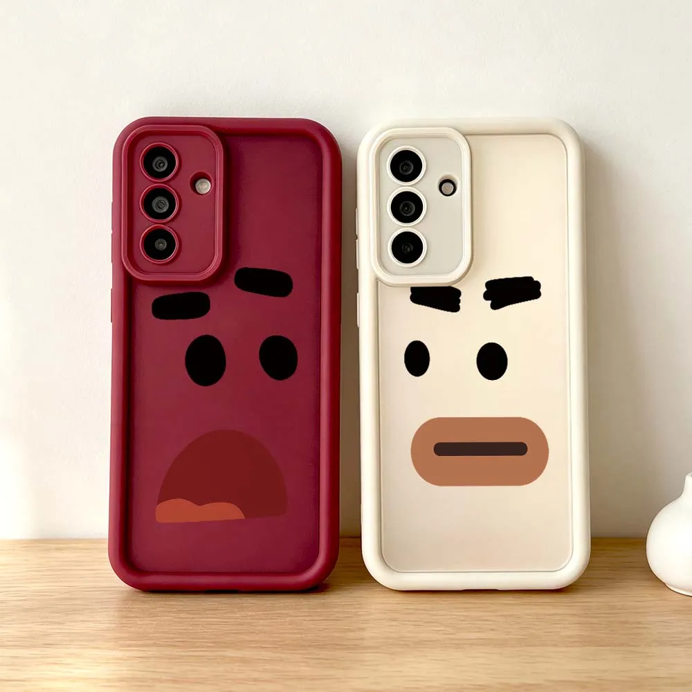 Cartoon Sad Face Expression Gift For Samsung Galaxy A73 A72 A71 A56 A55 A35 A25 A54 A53 A52 A51 A32 Eye Ladder Phone Case