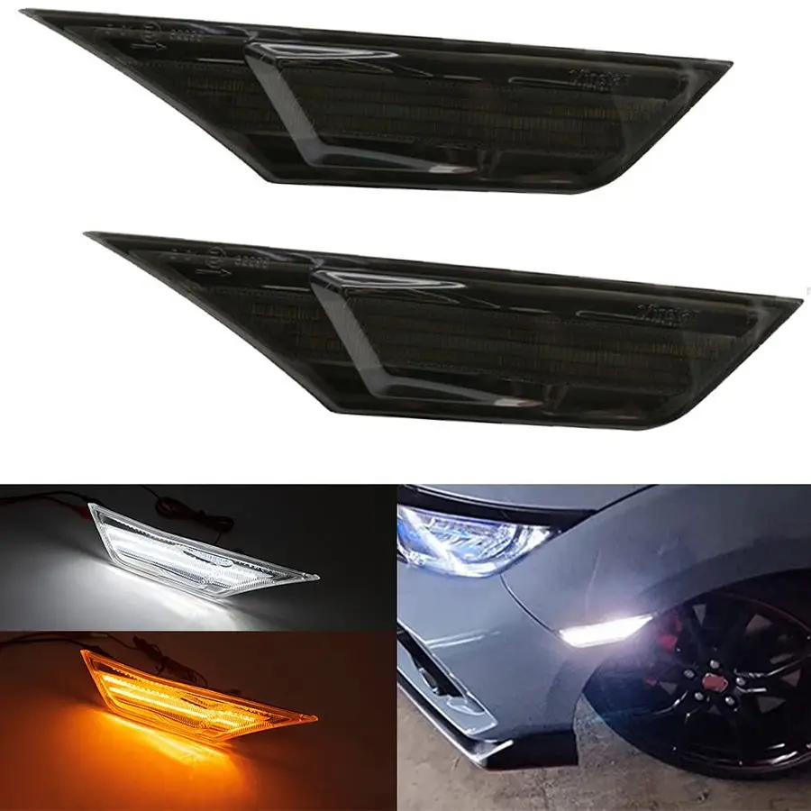 

LED Side Marker Lights For 20162021 Honda Civic Sedan Coupe Hatchback Smoked Lens Sidemarker Amber LED Turn Signal White LED Run