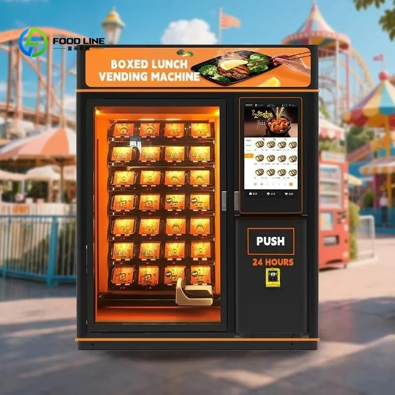 Automated Hot Food Vending Machine with Refrigerated Grab and Go Lunch Box Dispenser for Workplace Office Campus Hospital School