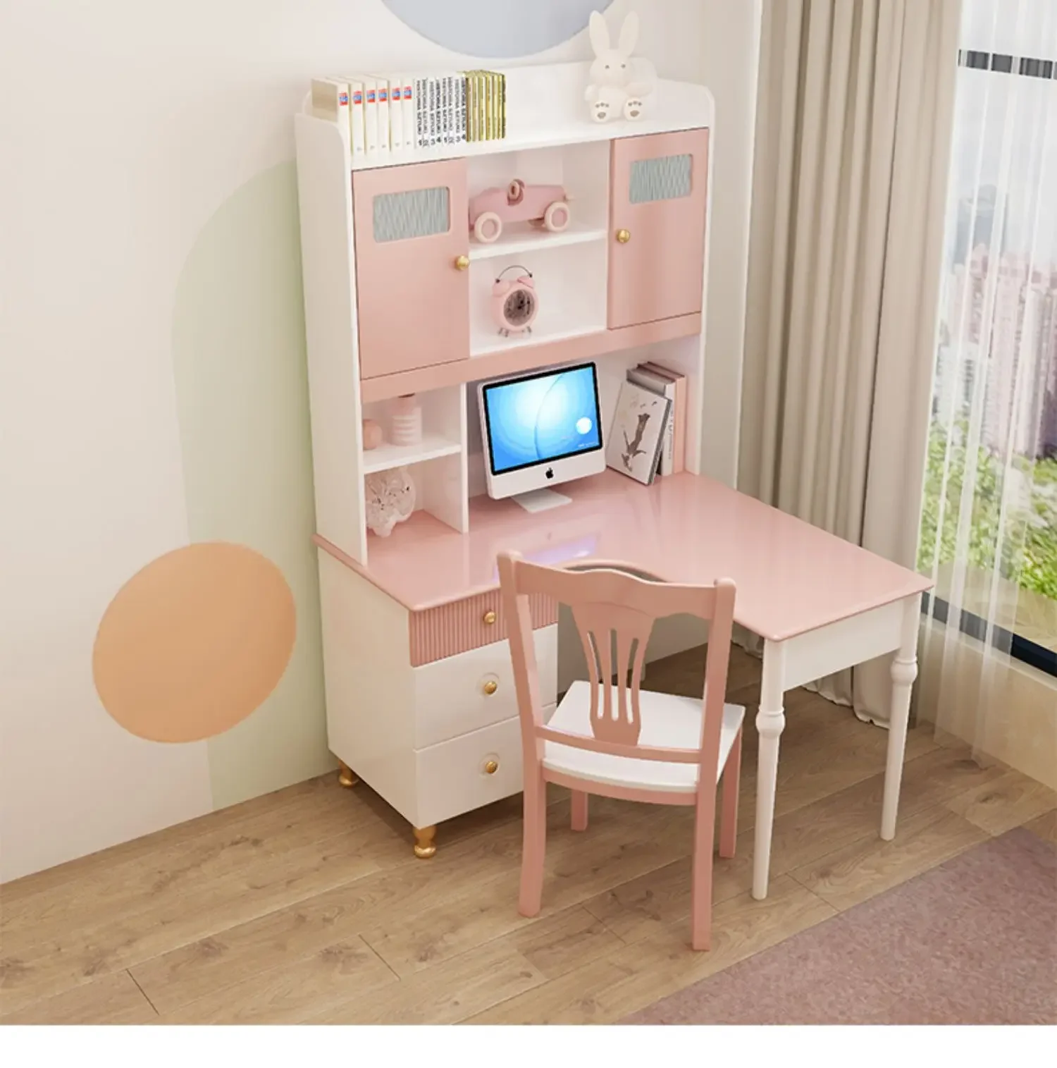 Muebles para niños, estantería para dormitorio, escritorio para ordenador, escritorio esquinero, conjunto combinado de estantería