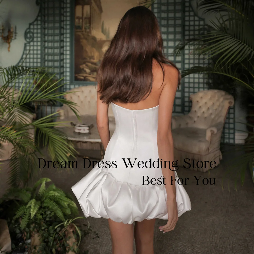 

DREAM Short A-Line Wedding Dress Women 2025 Satin Pleat Boat-Neck Open Back Sleeveless Bridal Gown Vestidos De Novia Customized